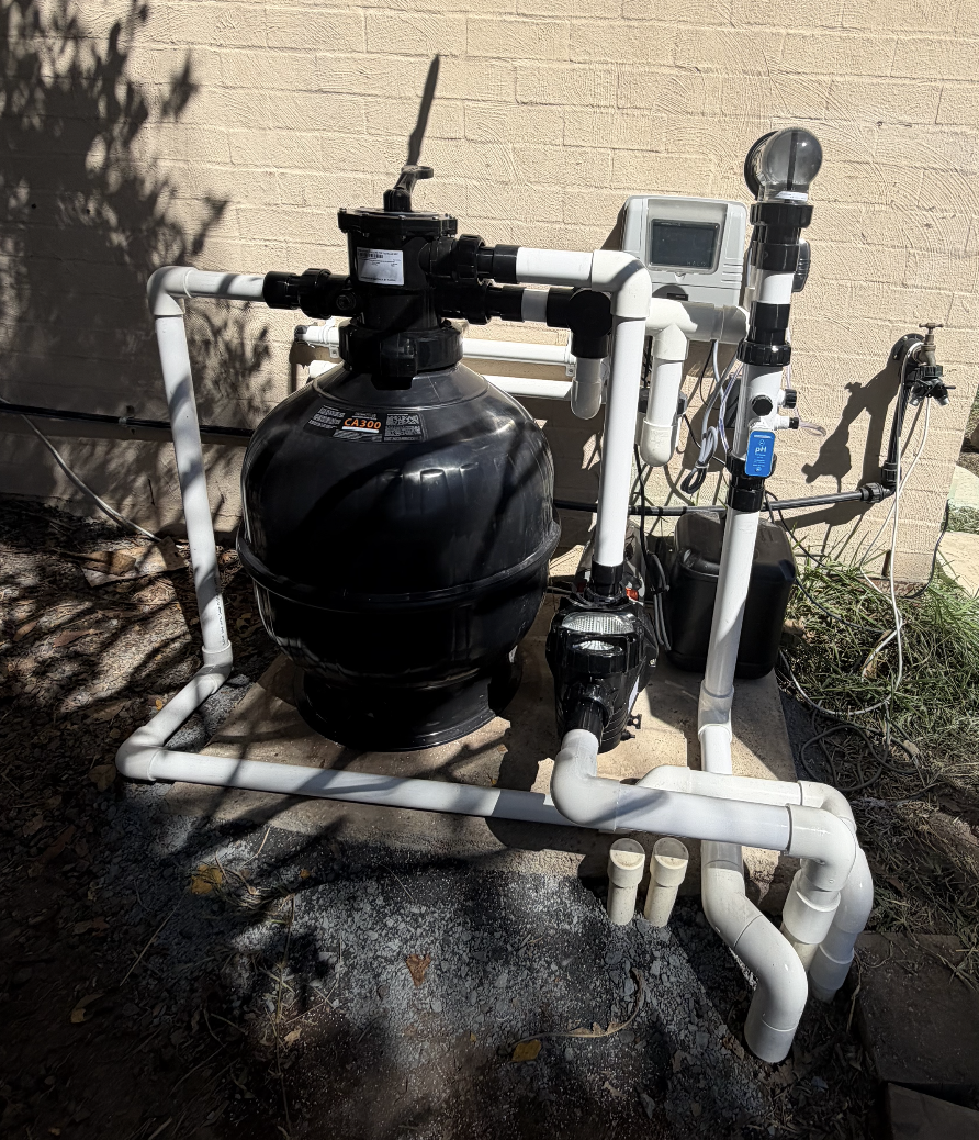 After: the new AstralPool installation with black CA300 filter, pump and plumbing